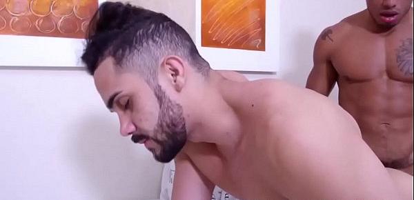  Tattooed Brazilian dude gets drilled by hot tanned hunk